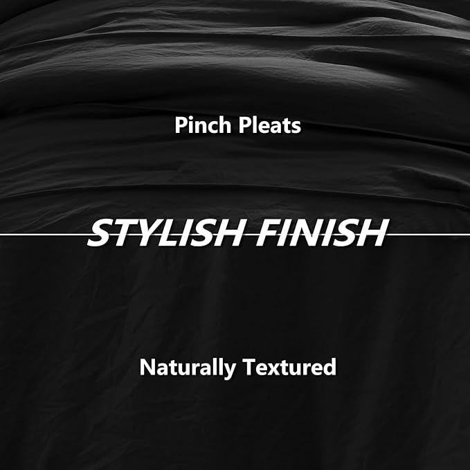 CozyLux King Size Comforter Set Black, 7 Pieces Soft Pinch Pleat Bed in a Bag King Comforter Set with Sheets, Boho Bed Set with Down Alternative Comforter, Sheets, Pillowcases & Shams