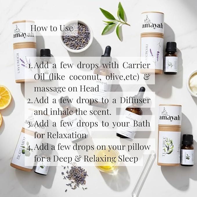 Amayah Essential Oils Set for Skin Glow & Self Care | Patchouli, Lavender & Botanical Oils for Face, Relaxation & Aromatherapy | Natural Skincare Oil Kit for Radiant Skin (Combo Pack 5)