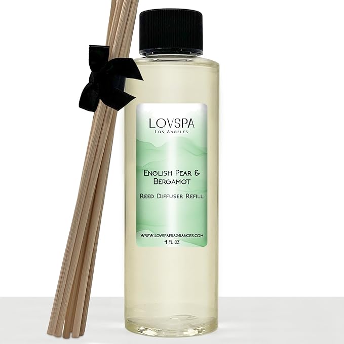 English Pear & Bergamot Diffuser Oil - Luxury Essential Oils for Diffuser Refill & Air Freshener Room Spray - Long-Lasting & Natural Home Fragrance, Scented Oil for Diffusers, USA Made, 4oz