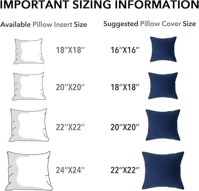 Oubonun 28 x 28 Throw Pillow Inserts, Firm and Fluffy Decorative Square Pillows for Couch Bed Sofa with Soft Cotton Cover White Cushion with Down Alternative Pack of 2
