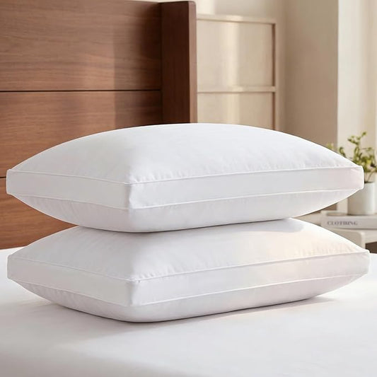 Bed Pillows for Sleeping King Size Set of 2 - Super Soft & Fluffy w/ Down Alternative Filling - Hotel Luxury Quality, Gusseted Pillow for Back, Stomach & Side Sleepers - Comfy and Breathable - White