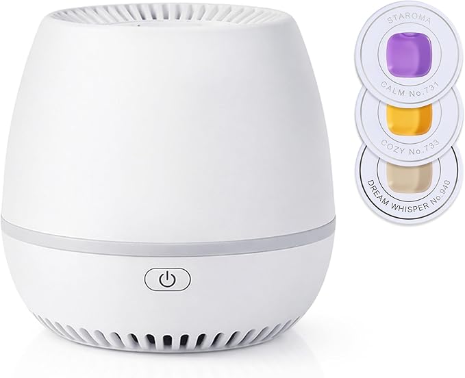 Waterless Essential Oil Diffuser (Relaxation Set) - Calm, Cozy & Dream Whisper (Gentle Scent) - Quiet, Adjustable Scent & Nightlight, Cordless, Rechargeable Battery (200 sqft Small Room)