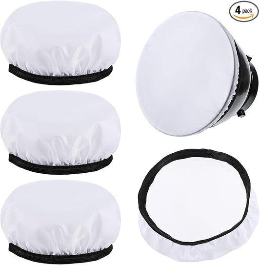 7"/18cm Light Diffuser, 4 PCS Diffuser Lamp Sock Soft Cover Soft White Diffusers Standard Cloth Diffusers Light Sock Softens The Light-Output, Lampshade Reflector Great for Studio Strobe Reflectors