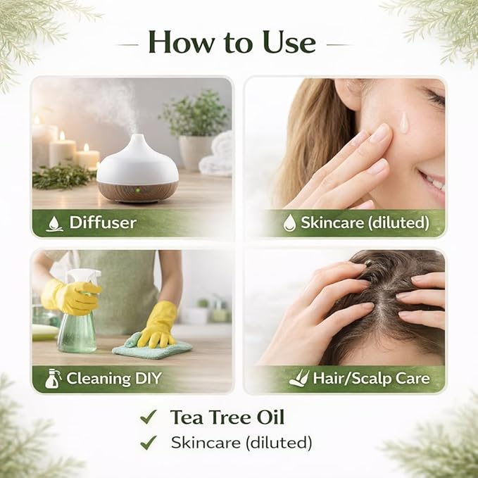 Tea Tree Essential Oil – 4 fl oz – 100% Pure & Undiluted – Natural Aromatherapy & DIY Use – GreenHealth