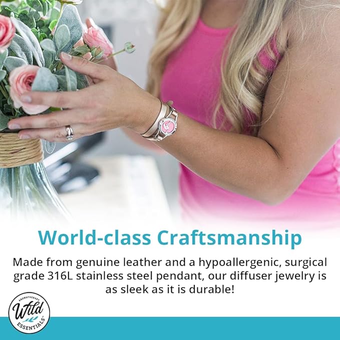 Wild Essentials Jack Skullington Essential Oil Leather Wrap Bracelet Diffuser Gift Set, Lavender, Lemongrass, Peppermint, Orange Oils, 12 Pads, Customize Color Changing Perfume Jewelry, Aromatherapy