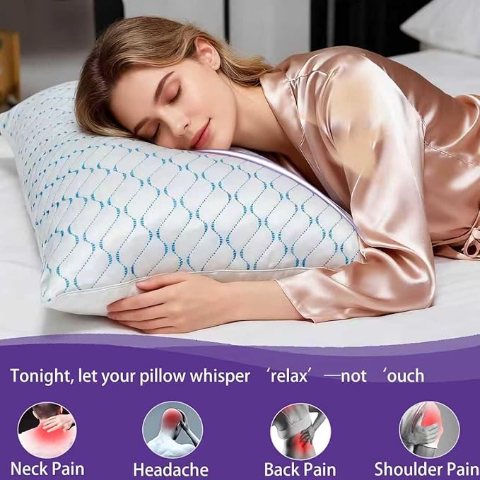 VAINOC Memory Foam Pillows King Size Set of 2,Adjustable Cooling Firm Pillow for Side Back Stomach Sleepers with Washable Removable Cover