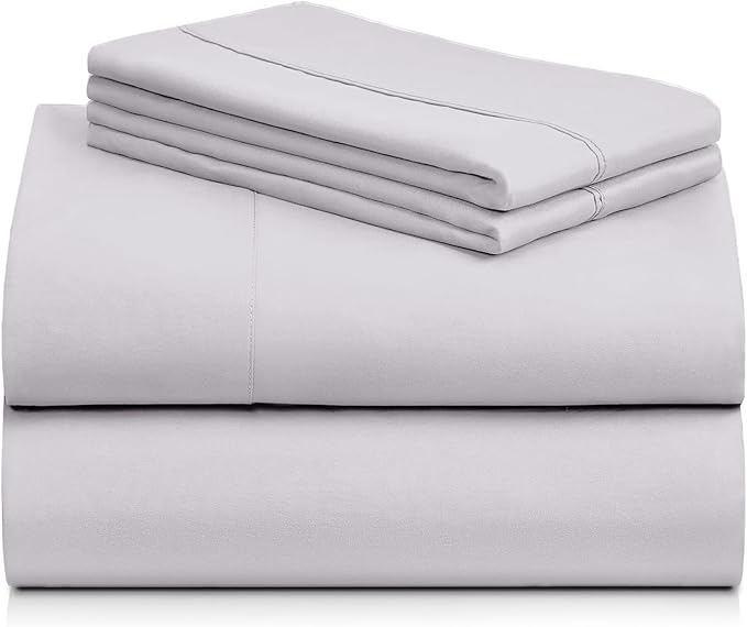 LuxClub 4 PC Sheet Set Bed Sheets Deep Pockets 16" Eco Friendly Wrinkle Free Cooling Machine Washable Hotel Bedding Silky Soft - Dove Gray Full (Pack of 4)