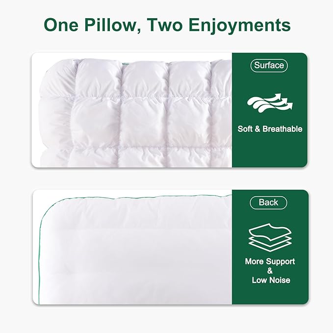 YOUR MOON Fluffy Support Bed Pillow Standard Size, Super Soft Premium Down-Alternative Filling for Sleeping, Luxury Hotel Quality Bed Pillows for Side Sleeper (White)