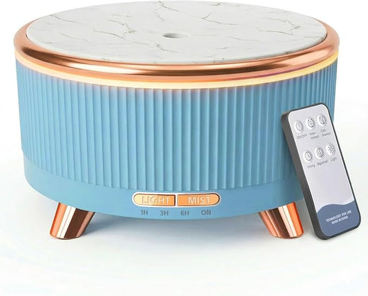 500ML Large Capacity Essential Oil Diffuser, Ultrasonic Aromatherapy Diffuser with 7 Color LED Lights with Remote Control, Cool Mist Humidifier, Timed Mist, Auto Shut-Off (Blue)