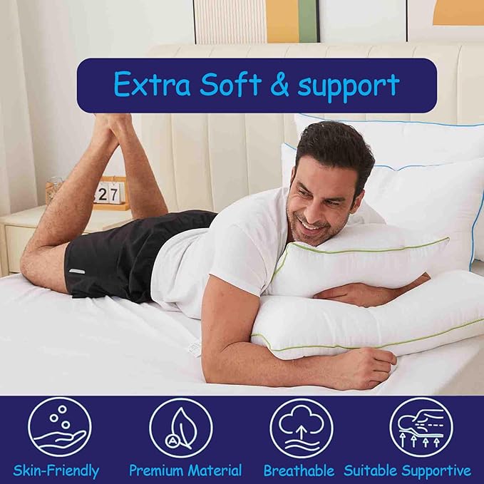 Bed Pillows Queen Size Set of 2,for Sleeping, Adjustable Queen Pillows 2 Pack with Zipper, Cooling Hotel Quality with Premium Soft Down Alternative Fill
