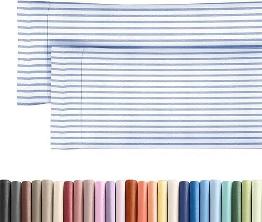 Body Pillowcases Set of 2-20x54 Long Body Pillow Case - Soft Body Pillow Cover for Sleeping & Side Sleepers - Comfy, Wrinkle & Fade Free - Machine Washable w/Envelope Enclosure Blue Stripes 2