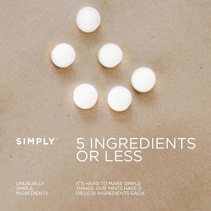 SIMPLY MINTS Natural Breath Mint Sampler, 6 Pack (180 Pieces), Made with Peppermint, Ginger, and Cinnamon Oils, Aspartame-Free, Sorbitol-Free, Xylitol-Free, Vegan, Kosher, Non-GMO