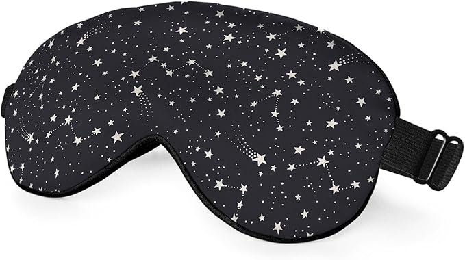 Galaxy Sleep Mask Eye Mask Star Space Connection Sparkling Black Sleep Mask Light Blocking Adjustable Smooth Soft Eye Masks for Women Deep Rest Travel