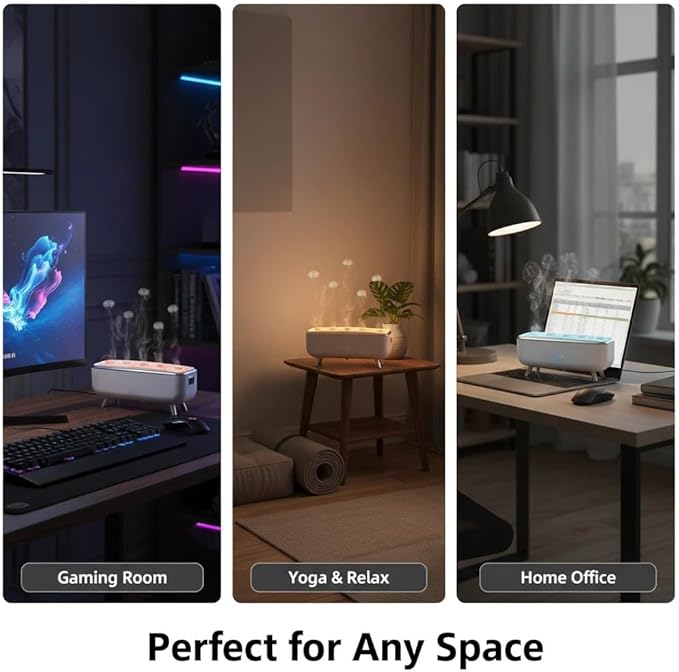 Elegant 300ml humidifiers for Bedroom with Music Rhythm and 7-Color Changing Essential Oil Diffuser for Home, Multi-Mode Mist Diffuser for Office and relaxationl