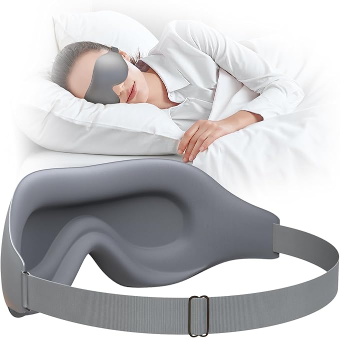 Sleep Mask, EVA BELLE Eye Mask for Men Women, Zero Pressure 3D Sleeping Mask, Cool Super Smooth Light Blocking Soft Eye Shade Cover Memory Foam, Lightweight for Home Travel Use