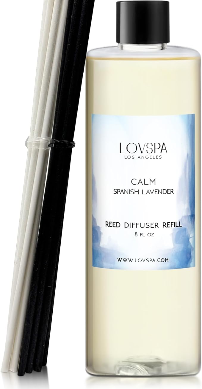 Calm Spanish Lavender Diffuser Oil - Essential Oils for Diffuser Refill & Air Freshener Room Spray - Long-Lasting & Natural Home Fragrance, Scented Oil for Diffusers, USA Made, 8 oz