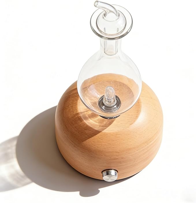 Waterless Essential Oil Diffuser - Electric Wood Glass Ultrasonic Fragrance Aromatherapy Scent Aroma Diffuser for Home Bedroom, Cold Air Smart Therapy Nebulizing Aromas Difusor para Casa