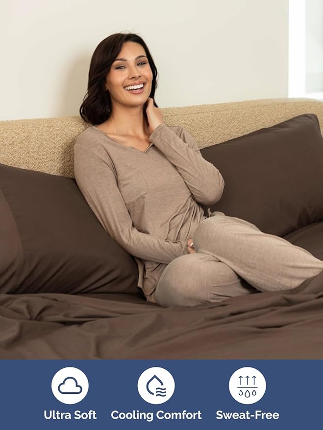 Extra Deep King Sheet Set - 4 Piece Breathable & Cooling Bed Sheets - Easily Fits 18 to 24 inch Mattress - Ultra Soft, Wrinkle & Fade Free w/ Extra Deep Pockets - Comfy Hotel Luxury Bedding - Brown