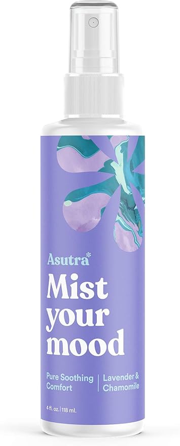 Asutra Lavender & Chamomile Multi-Use Natural Aromatherapy Room Spray, Calming Linen & Pillow Mist, Fabric Spray for Sleep & Bed, 4 fl oz