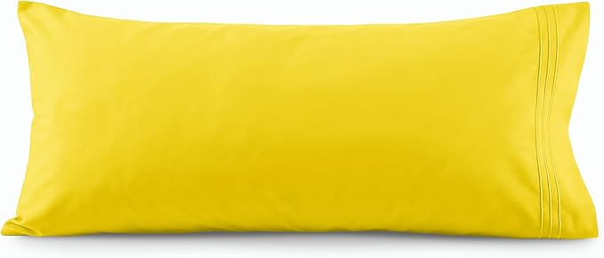 Elegant Comfort Luxury Ultra-Soft 1-Piece Pillowcase Set - 1500 Premium Hotel Quality Microfiber Double Brushed - Wrinkle Resistant, Body Pillowcase Size, Yellow