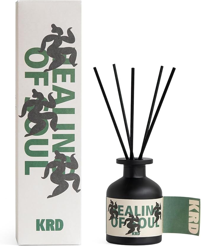 KRD Moroccan Mint Tea Reed Diffuser Set, 3.38 fl oz Premium Scented Oil with Sticks, Long Lasting Home Fragrance for Office