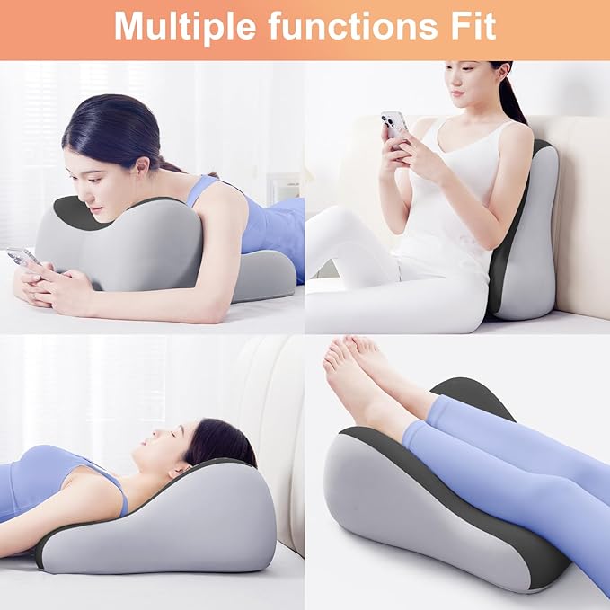 Intimacy Support Wedge Pillow for Couples, Memory Foam Positioning Cushion for Back, Neck & Waist Pain Relief with Washable Cover, Portable Design for Relaxing, Reading & Adult Play-Grey