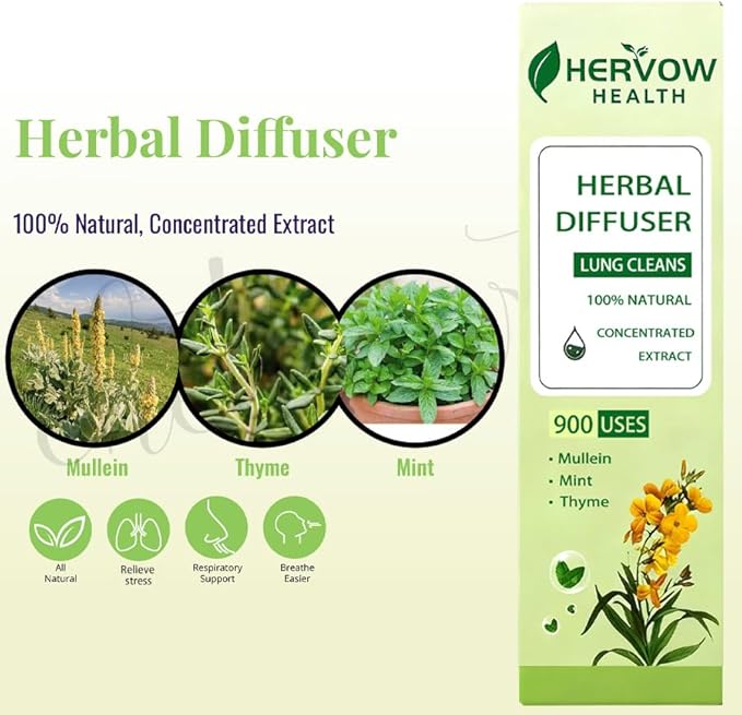 【HERVOW】 Portable Aromatherapy Diffuser for Essential Oils – 900 Uses Long Lasting, No Electricity, Natural Mint Lavender Chamomile, for Home Car Office Travel, Calming Air Freshener Gift