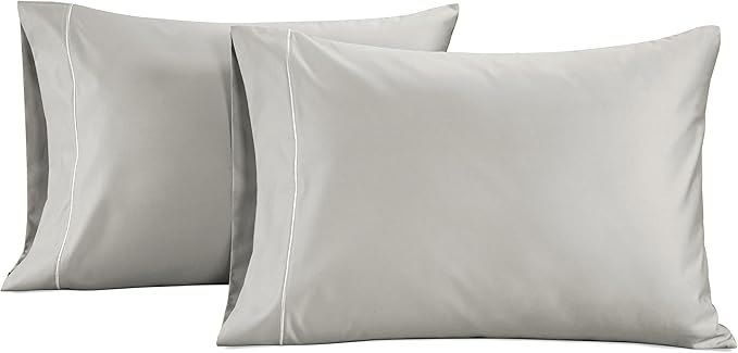 LANE LINEN Pillows Queen Size Set of 2 Soft 100% Egyptian Cotton Cool & Smooth Pillow Cases - Silver