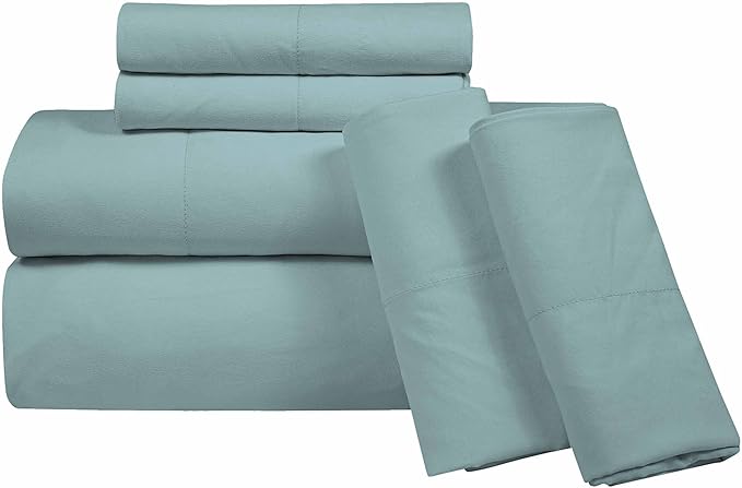 ROYALE LINENS 6 Piece Queen Sheets Set - Soft Brushed 1800 Microfiber Bedding - 1 Fitted and 1 Flat Sheet, 4 Pillow Cases - Wrinkle Free & Fade Resistant - Hotel Luxury Bed Sheets (Turquoise, Queen)