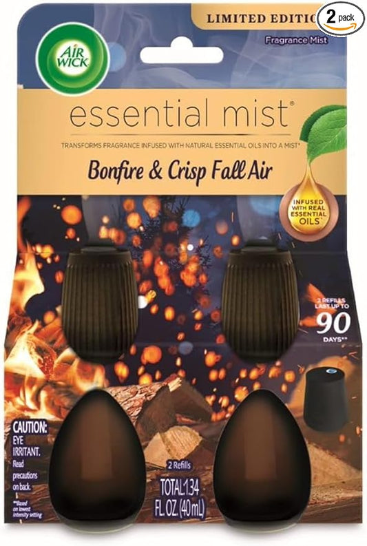 Air Wick Essential Mist – Twin Refill Bonfire & Crisp Fall Air, 2 Refills
