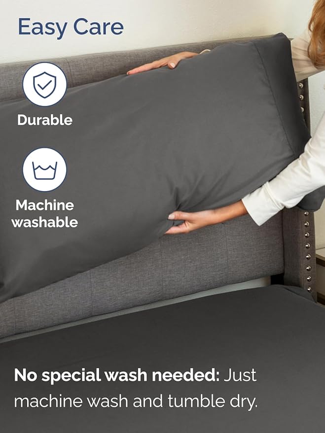 Extra Deep Cal King Sheet Set - 4 Piece Breathable & Cooling Bed Sheets - Easily Fits 18 to 24 inch Mattress - Ultra Soft, Wrinkle & Fade Free w/ Extra Deep Pockets - Hotel Luxury Bedding - Charcoal
