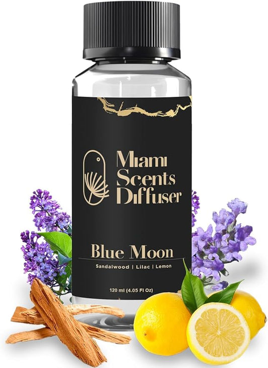 Blue Moon Essential Oil Refill Luxury Hotel Inspired - Long Lasting Aroma for Home & Commercial Diffuser - 120 ml Fresh Blend of Lemon, Lilac and Sandalwood, Scent for Office Spa Wellness Aromatherapy
