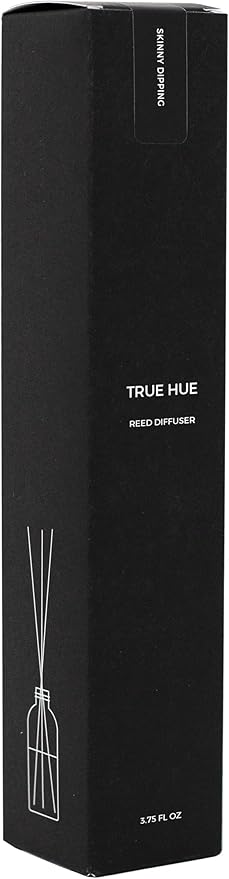 Luxury Reed Diffuser| True Hue | 3.75 fl oz | Glass and Rattan | Lasts for 2-3 Months | Fragrance Diffusers for Home | Handmade in USA (Skinny Dipping)