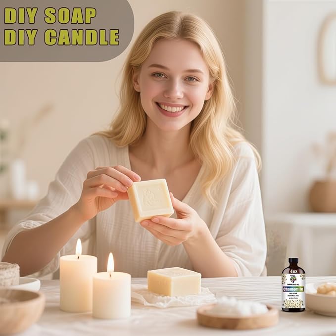 Chamomile Essential Oil - Chamomile Oils for Diffusers, Humidifiers, DIY Candles, Soap, Cleaning, Home, Office, Yoga, Massage, Gifts - 4 fl oz (120 ml) - GV77ZF