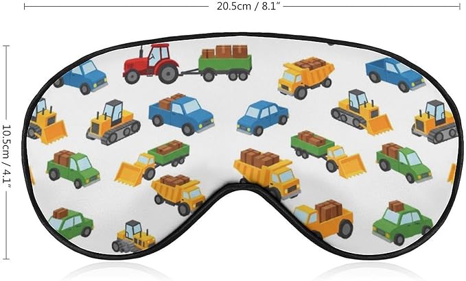 Boys Sleeping Mask Color Trucks Sleep Eye Mask Blindfold with Adjustable Strap Cartoon Car Soft Eye Cover for Blocking Out Lights