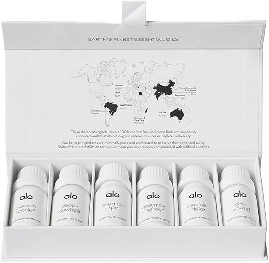 ALO Essential Oil Collection | 6 Essential Oils for Energy, Balance & Relaxation | Boxed Gift Set