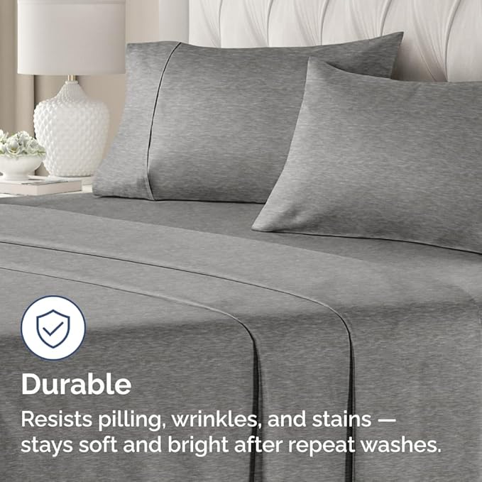Standard Pillow Cases Set of 2 - Ultra-Soft Hotel Quality Pillowcase Covers - Comfy & Wrinkle Free - Stain and Fade Resistant - Machine Washable Pillow Protectors - 2 Piece Set - Heathered Grey