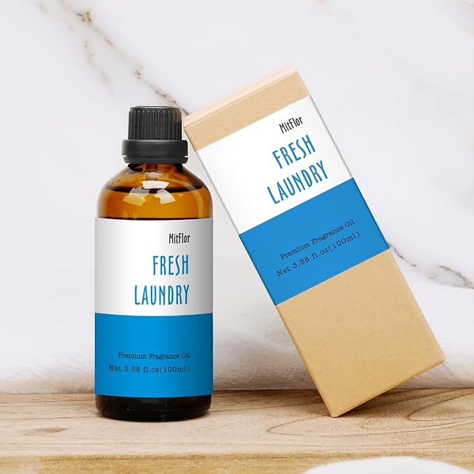 Fresh Laundry Fragrance Oil 3.38 OZ/100ML, MitFlor Single Scented Oil, Fragrance Oil for Soap & Candle Making, Aromatherapy Diffuser Oil