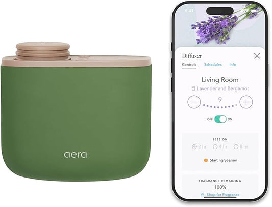 AERA Mini Waterless Plug-in Essential Oil Diffuser for Rooms 100–400 sq ft, – Smart Scent Machine with App & Alexa Control, Hypoallergenic Home Fragrance (Capsules Sold Separately) – Forrest Green