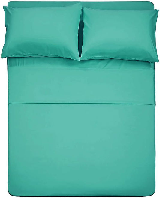 Best Season 4 Piece Bed Sheet Set (Full Size Turquoise) 1 Flat Sheet,1 Fitted Sheet and 2 Pillow Cases,100% Brushed Microfiber 1800 Luxury Bedding,Deep Pockets,Extra Soft & Fade Resistant