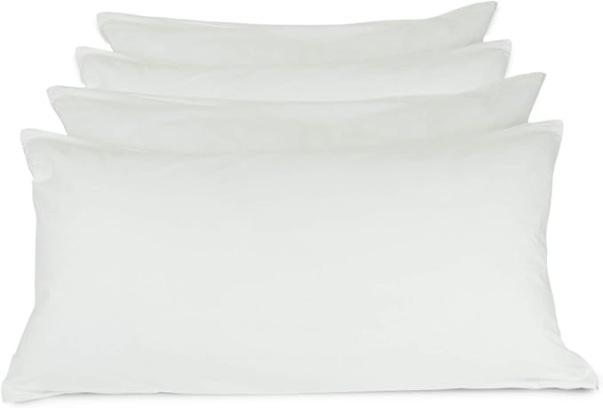 BC BARE COTTON Luxury Hotel Bedding Quality Collection, Ultra Soft dust Proof Plain Pillow Protector | Pillow Cover with Zipper, Soft & Comfortable for Hair and Skin, Queen Size, 4 Pack Set