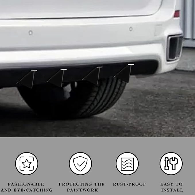 4pcs Car Lower Bumper Lip Diffuser, Rear Splitter Lip Wing with Screw, Anti-Crash Accessories Spoiler Fin Protector,Universal Auto Decoration for Car SUV Truck (B Surface Black)