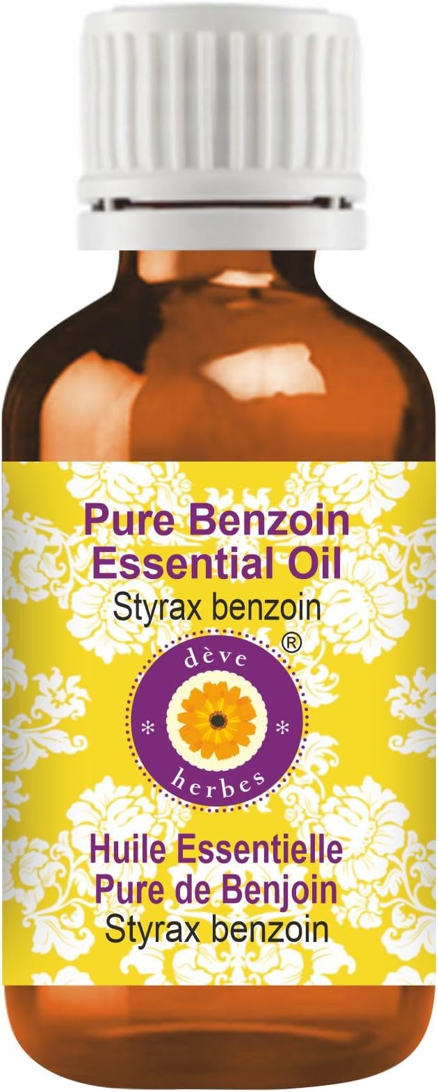 dève herbes Benzoin Essential Oil (Styrax Benzoin) Pure | Viscous Texture | Rich Aroma | Unisex | All Skin Types | for External Use Only | Natural Extract | Steam Distilled 50ml (1.69 oz)