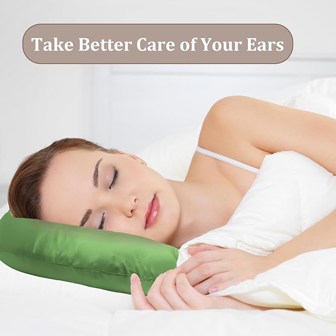 Ear Piercing Pillow for Side Sleepers with Ear Hole, Donut Pillow for Ear with Silky Pillowcase for CNH and Ear Pain Inflammation Pressure Sores Piercing, Ear Guard Pillow (Light Green)