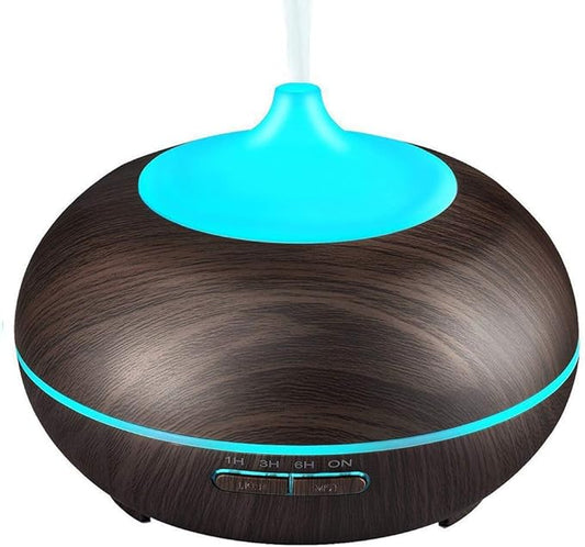 Aromatherapy Essential Oil Diffuser, JoySusie 300ml Wood Grain Ultrasonic Cool Mist Whisper-Quiet Humidifier with Color LED Lights Changing & 4 Timer Settings, Waterless Auto Shut-Off for Spa Baby