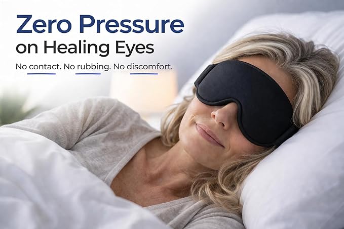 Sleep Mask for Cataract & LASIK Recovery – Adjustable Precision Shield System – 3D Contoured Eye Protection for Comfortable Sleep.