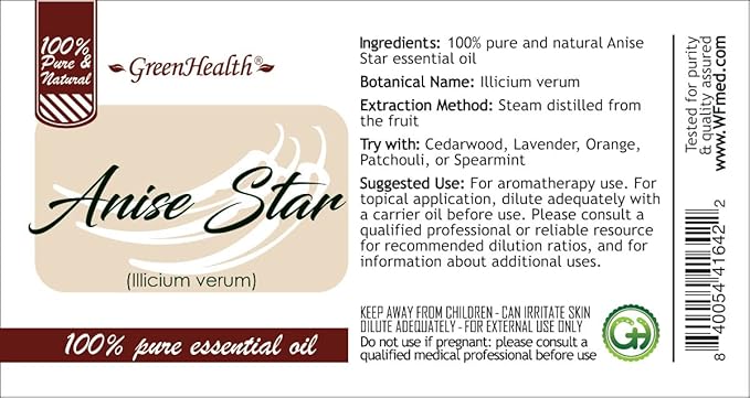 GreenHealth Anise Star Essential Oil – 1 Gallon (128 fl oz) | 100% Pure & Undiluted | Bulk Size in Plastic Bottle with Cap | Licorice-Like Aroma for Aromatherapy, Diffusers, DIY & Industrial Use