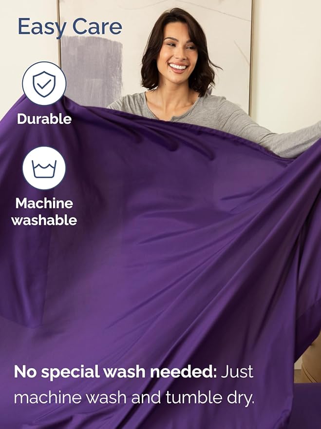 Extra Deep Twin Sheet Set - 3 Piece Breathable & Cooling Bed Sheets - Easily Fits 18 to 24 inch Mattress - Ultra Soft, Wrinkle & Fade Free w/ Extra Deep Pockets - Comfy Hotel Luxury Bedding - Purple