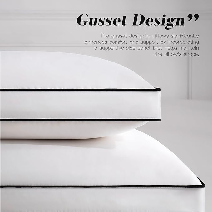 DOWNSTORIA Feather Down Pillows King Size Set of 2 with Gusset, Luxury Hotel Collection Bed Pillow 2 Pack, Down Surrounded Pillows for Sleeping, Soft for Side, Back Sleepers 20x36 in.
