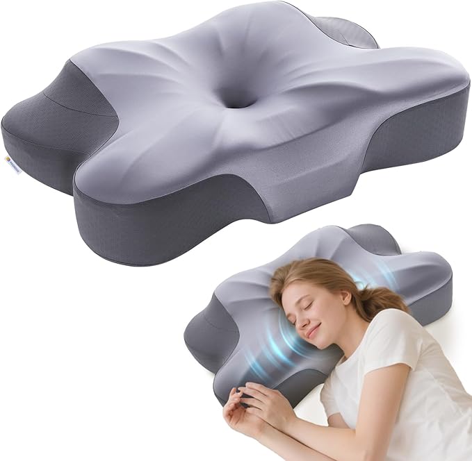 Cervical Pillow for Side Sleepers, 4" / 5" High Loft for Broad Shoulders, Neck Support Memory Foam Pillow for Pain Relief, Cooling Ice Silk Cover